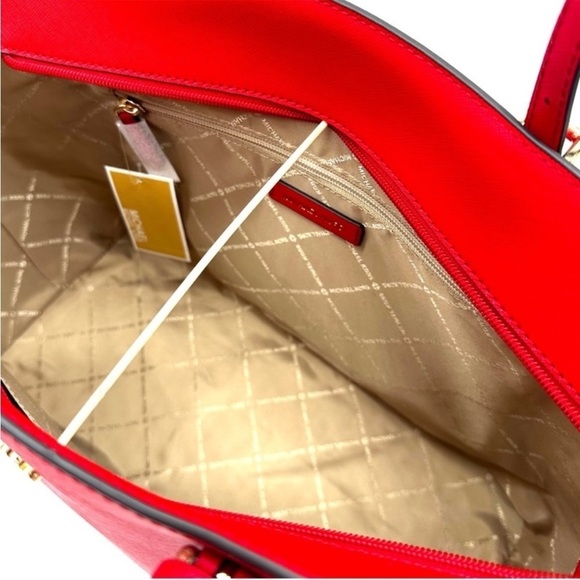 Michael Kors Gilly Large Drawstring Shoulder Tote Bag & Double Zip Wallet Red - Picture 7 of 14